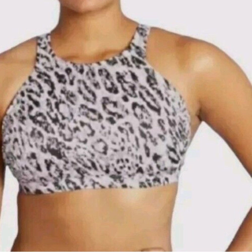 All in Motion Silver and Black Bikini Top for Swimming.